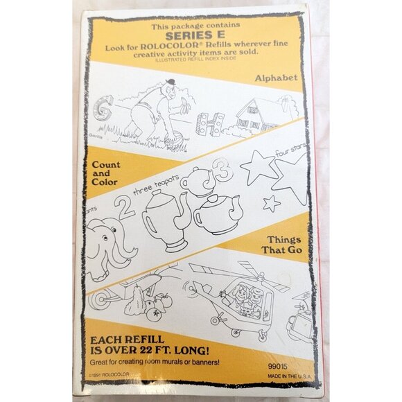 VTG 1991 3 RoloColor Coloring Refills 22 ft Rolls E Learn Alphabet Count Vehicle - Picture 5 of 5